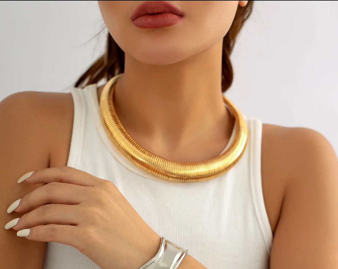 Snake bone collar necklace