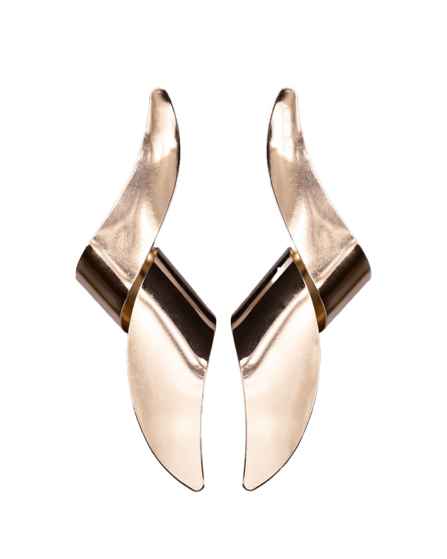 Gold long twisted earrings
