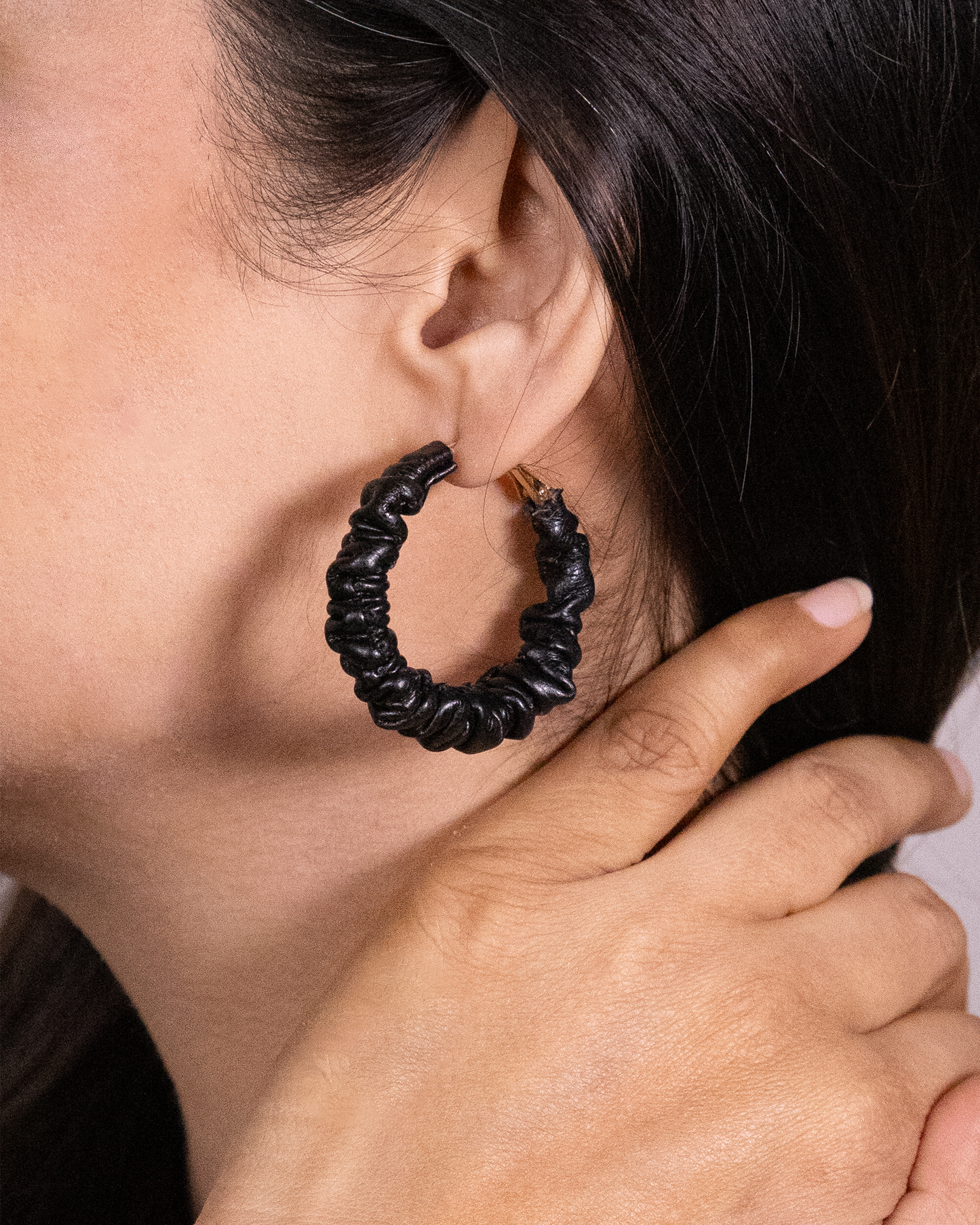 Faux Leather Hoops
