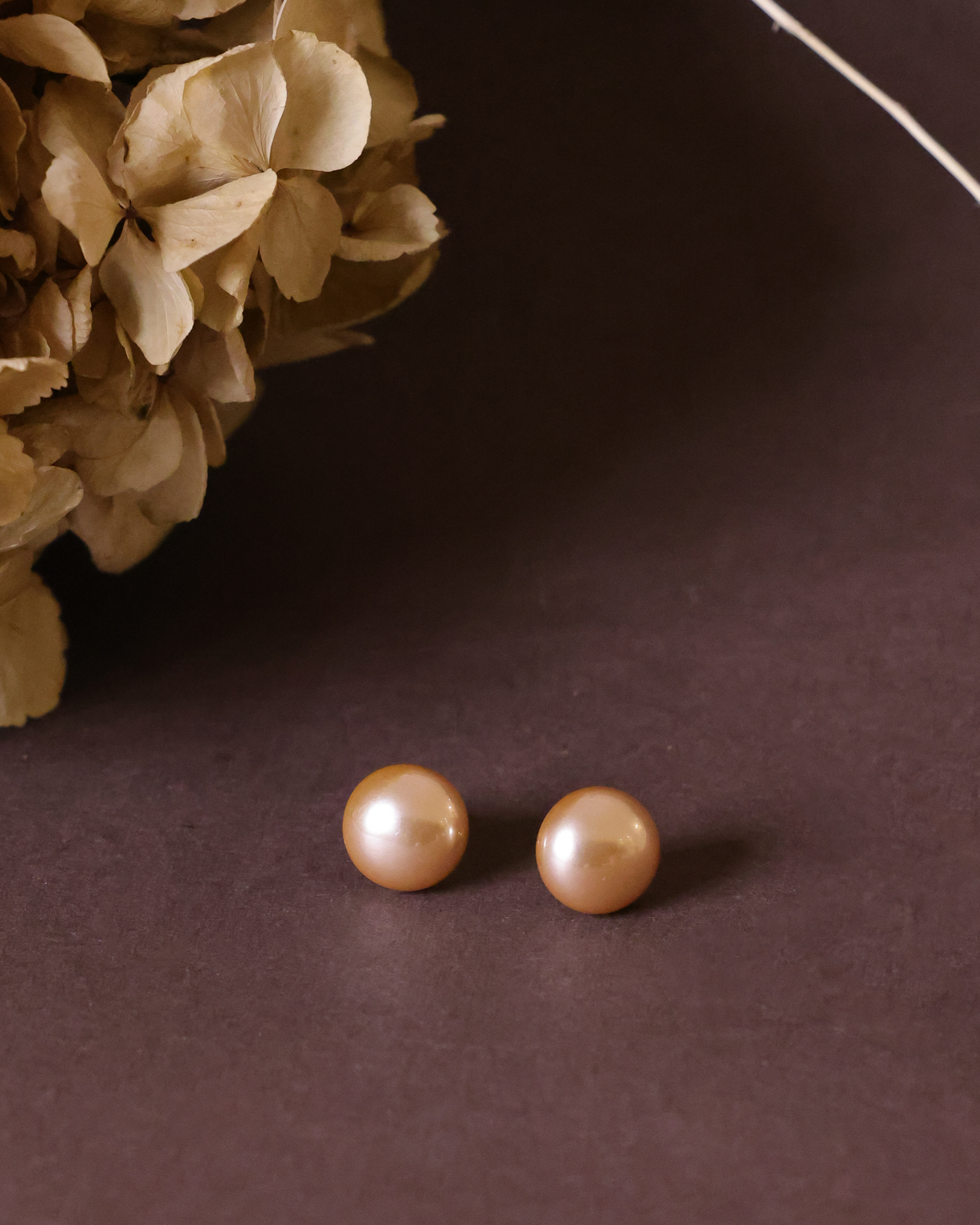 Copper pearl earrings
