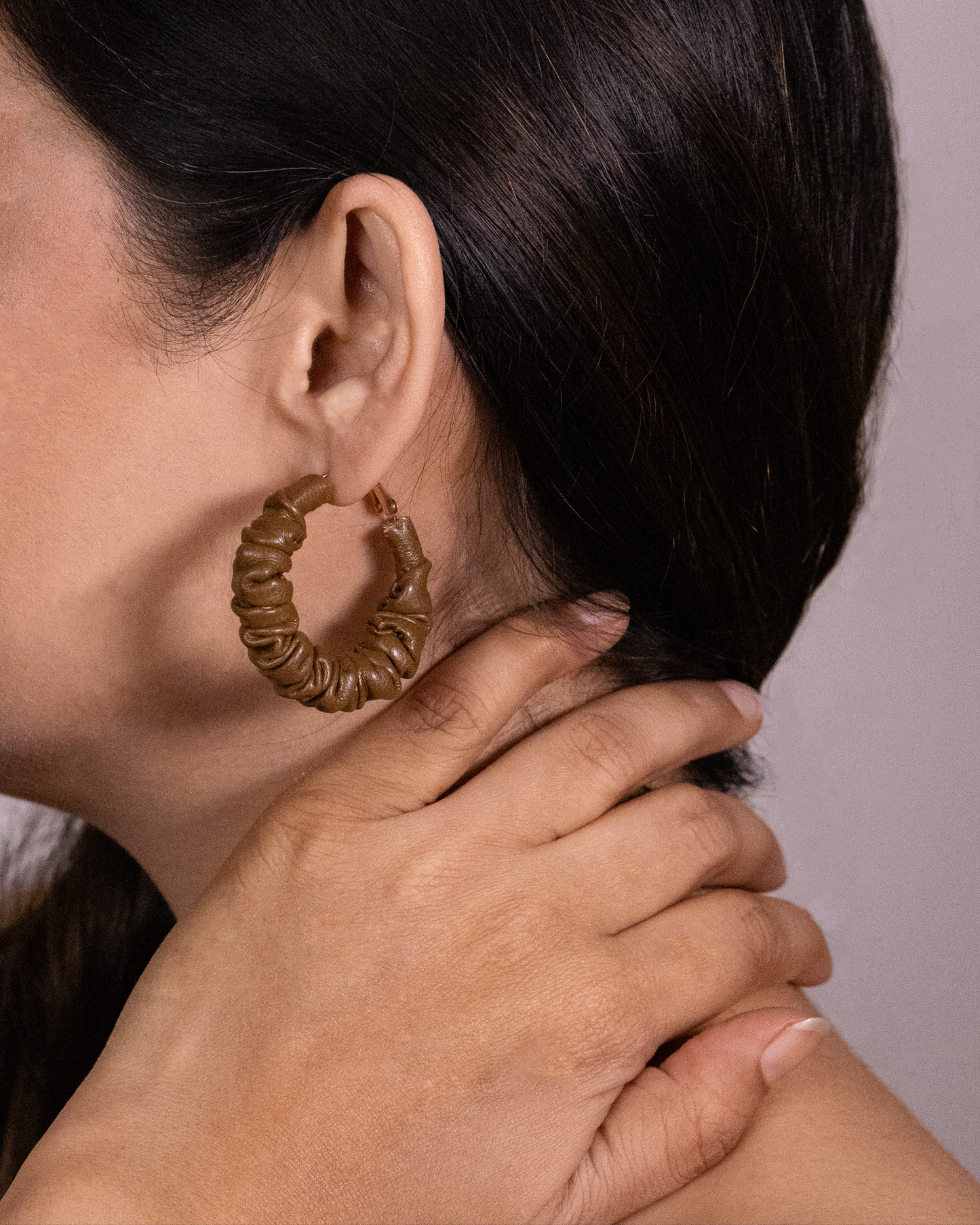 Faux Leather Hoops