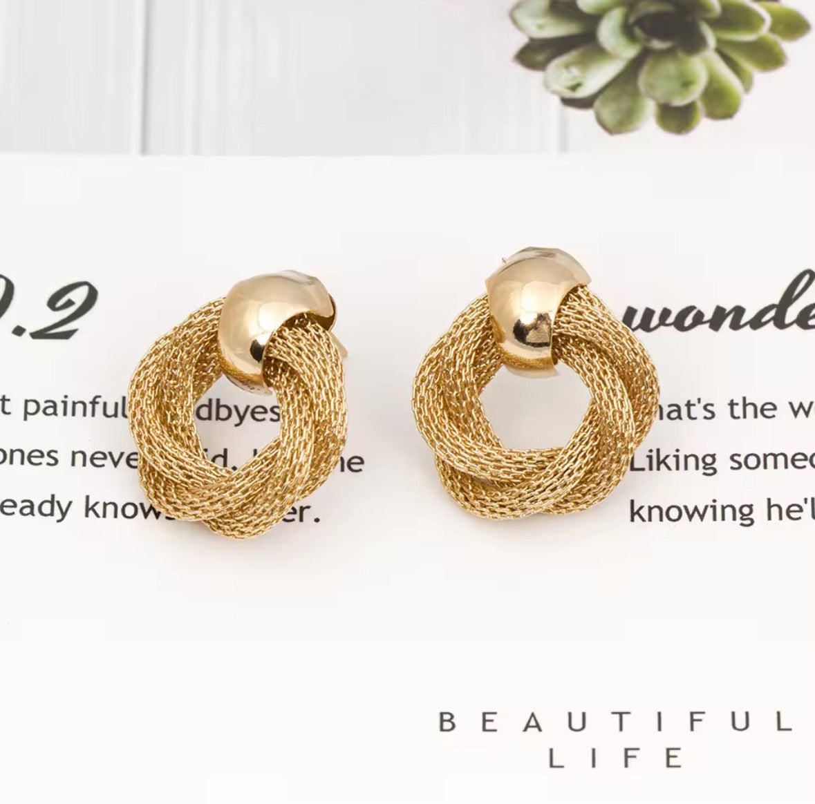 Small gold rope earrings