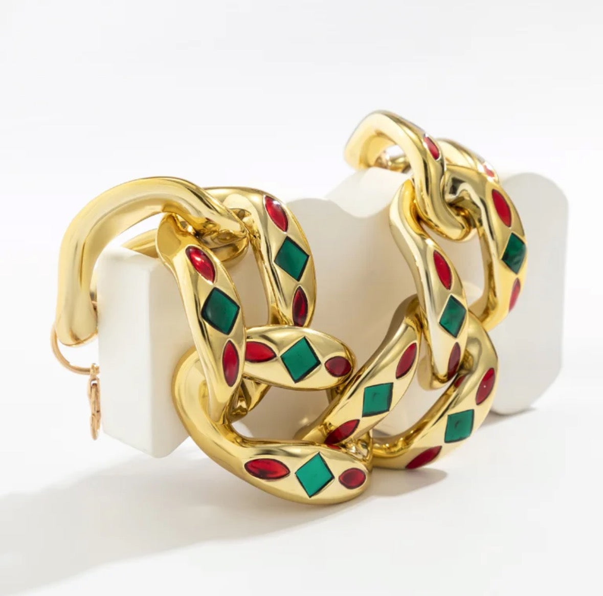 Hip hop link chain enamel necklace