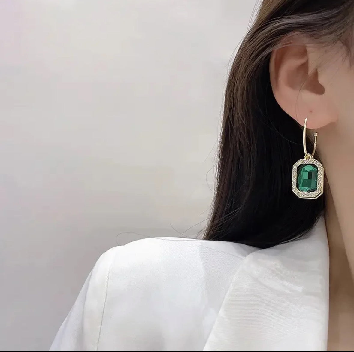 Green two layer earrings