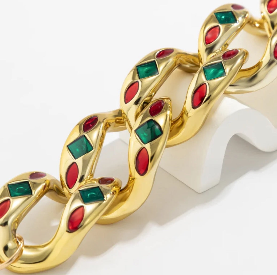 Hip hop link chain enamel necklace