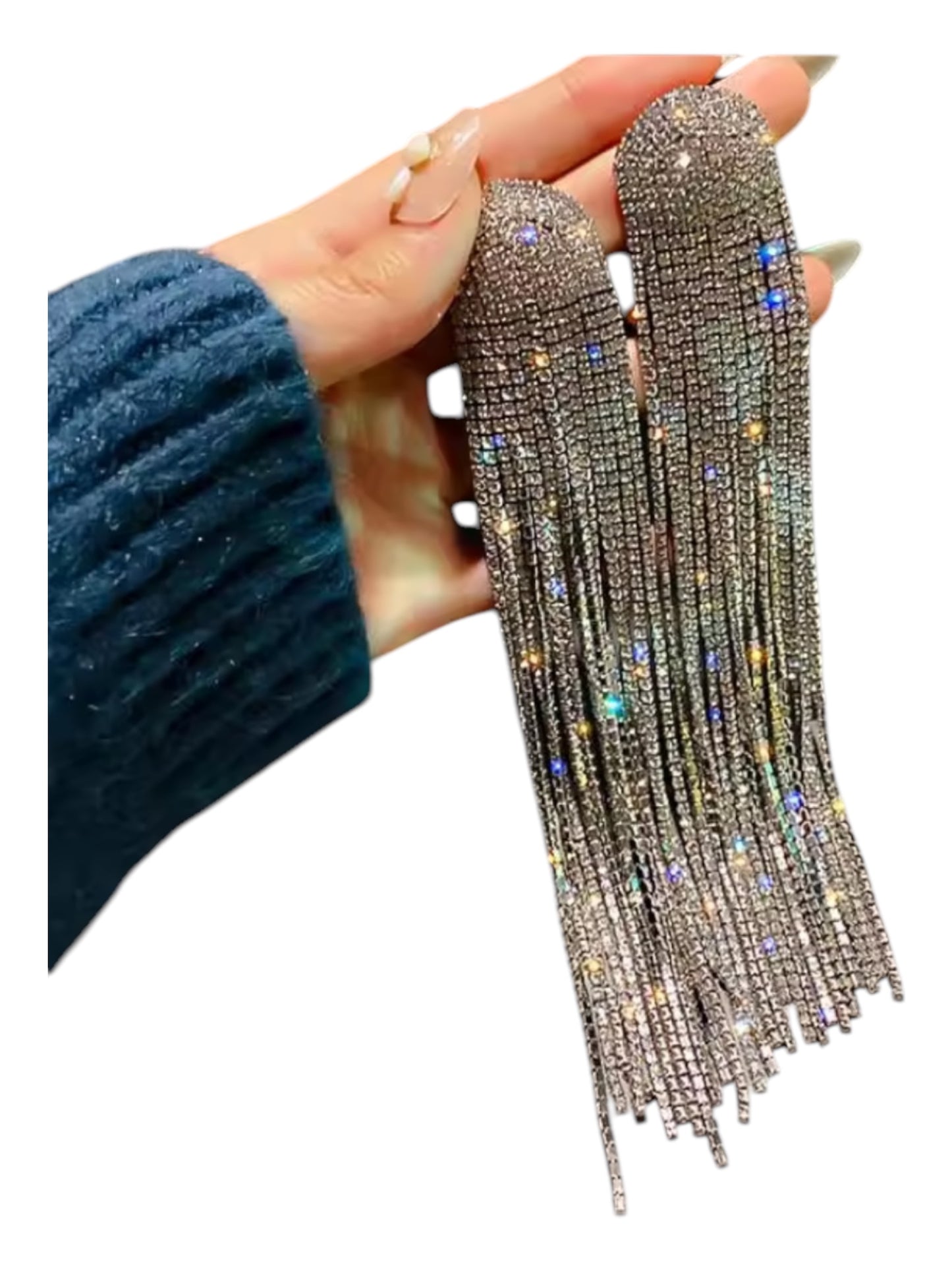 Rhinestone shimmer tassel earrings
