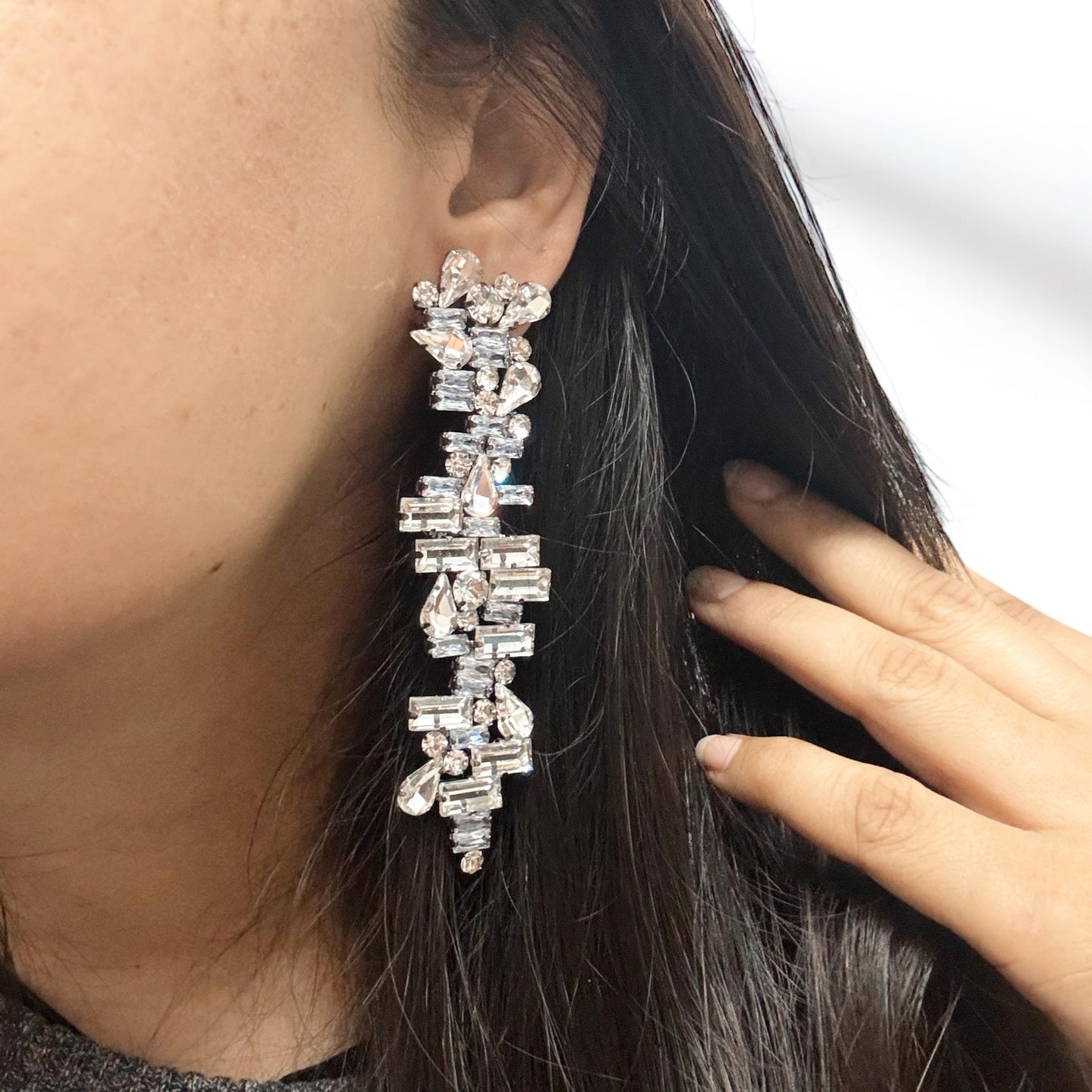 Metallic crystal earrings