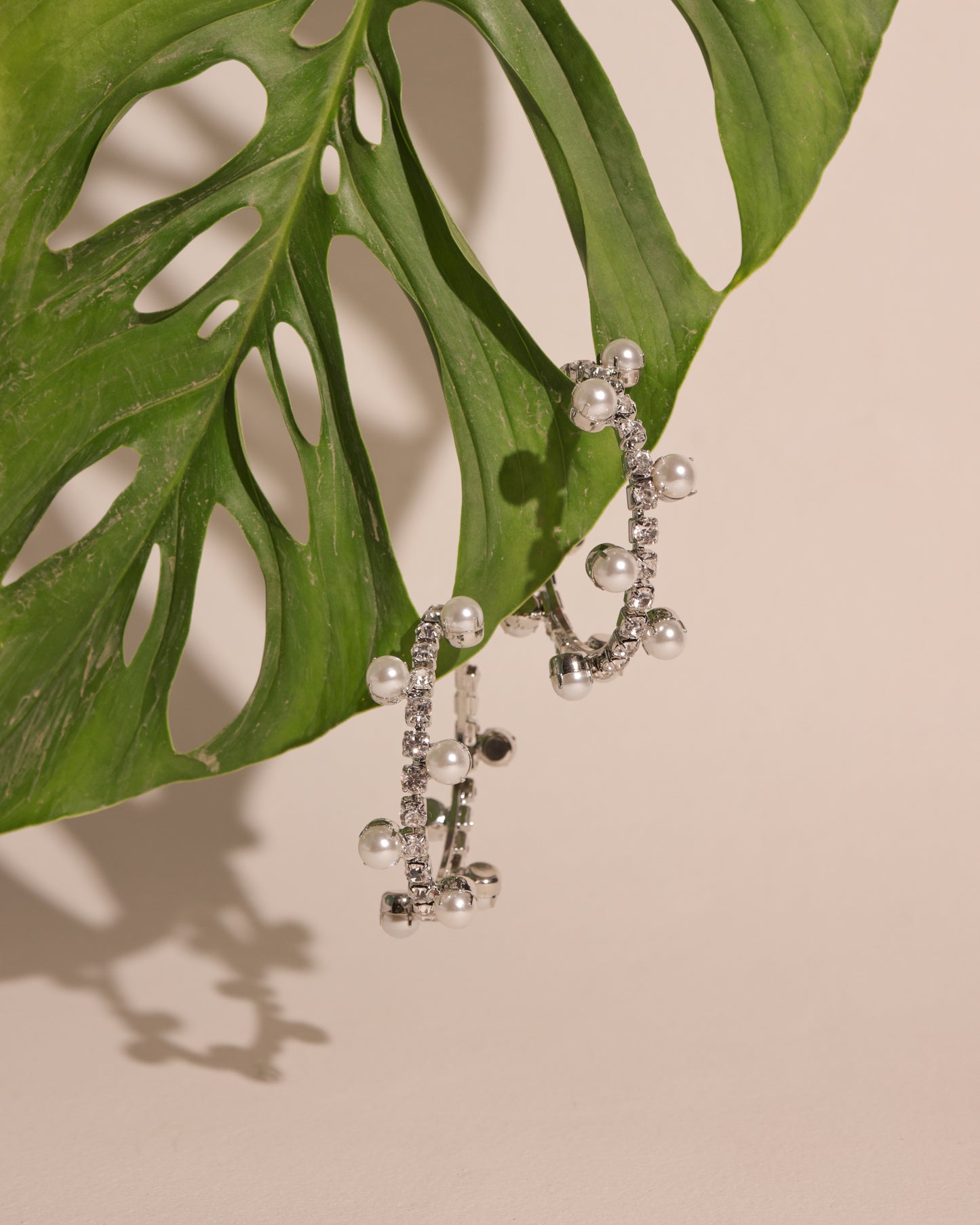 Pearl and Crystal Hoops