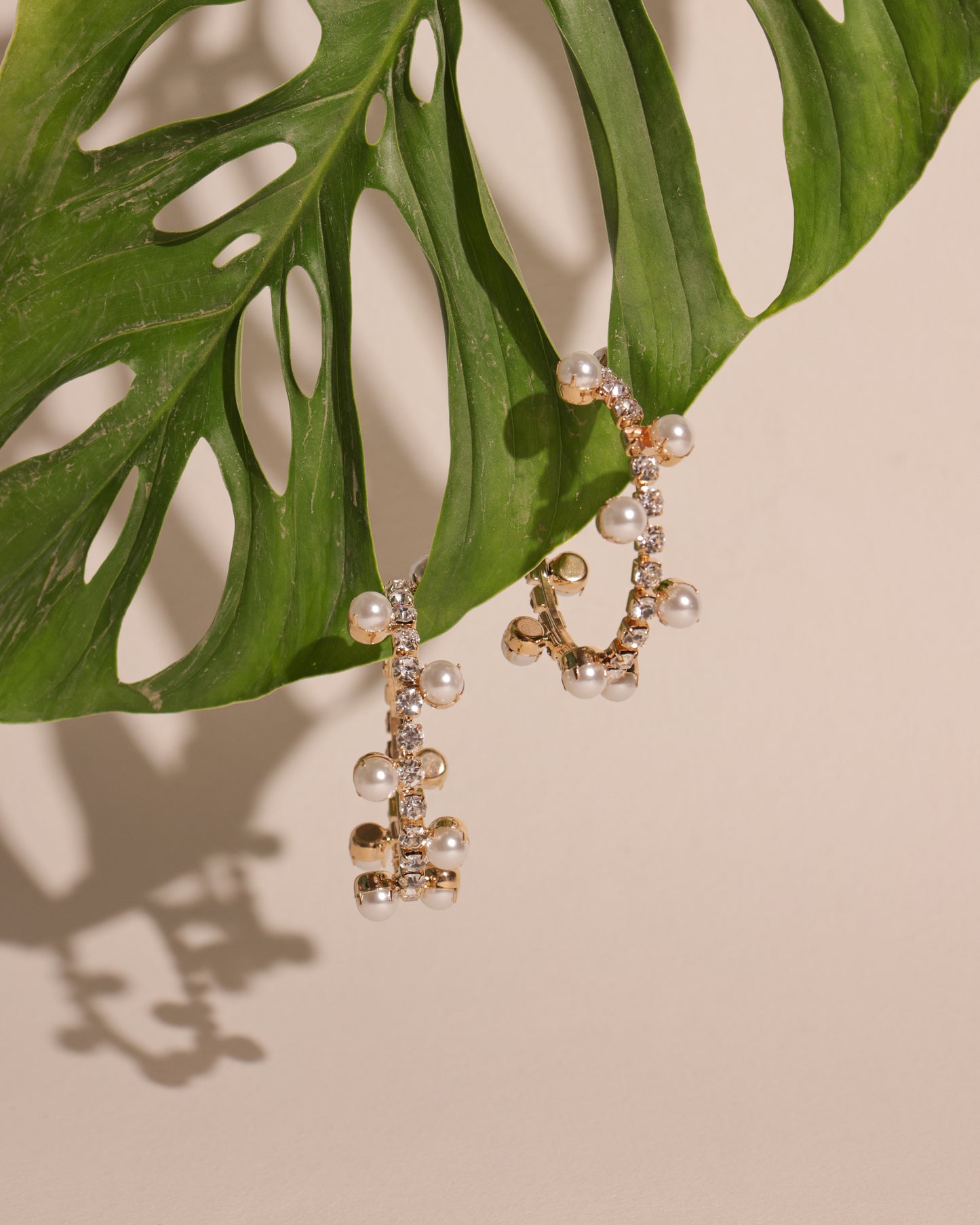 Pearl and Crystal Hoops