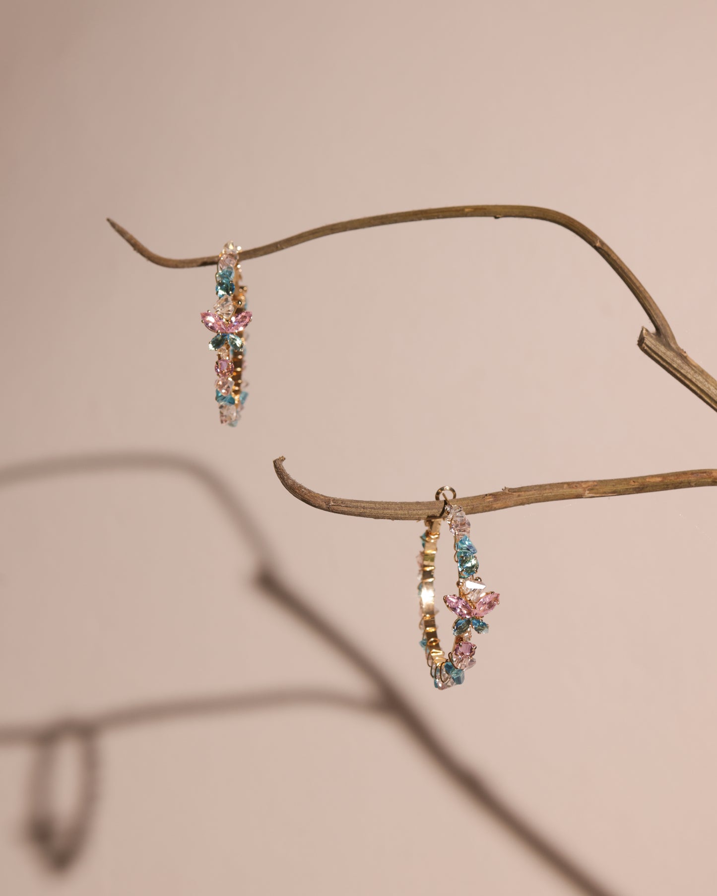 Korean Crystal Bow Hoops