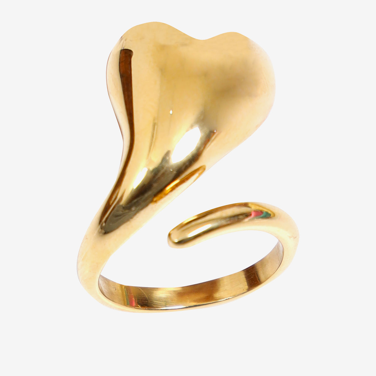 Gold - Inverted Heart Ring by Senshi Jewellery, view 2