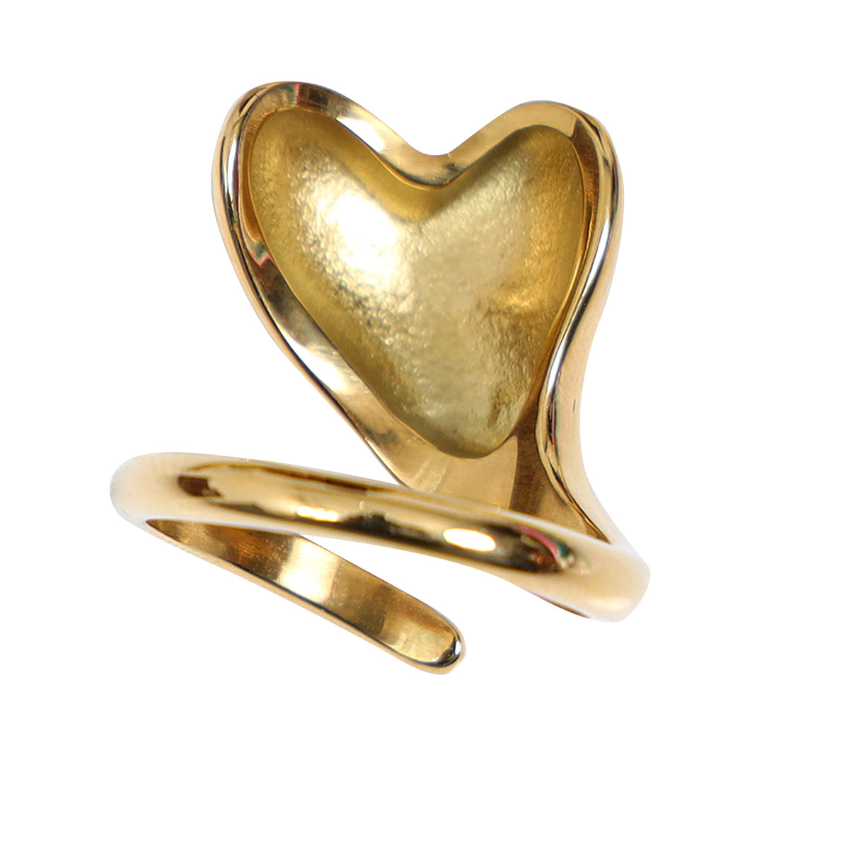 Gold - Inverted Heart Ring by Senshi Jewellery, view 4