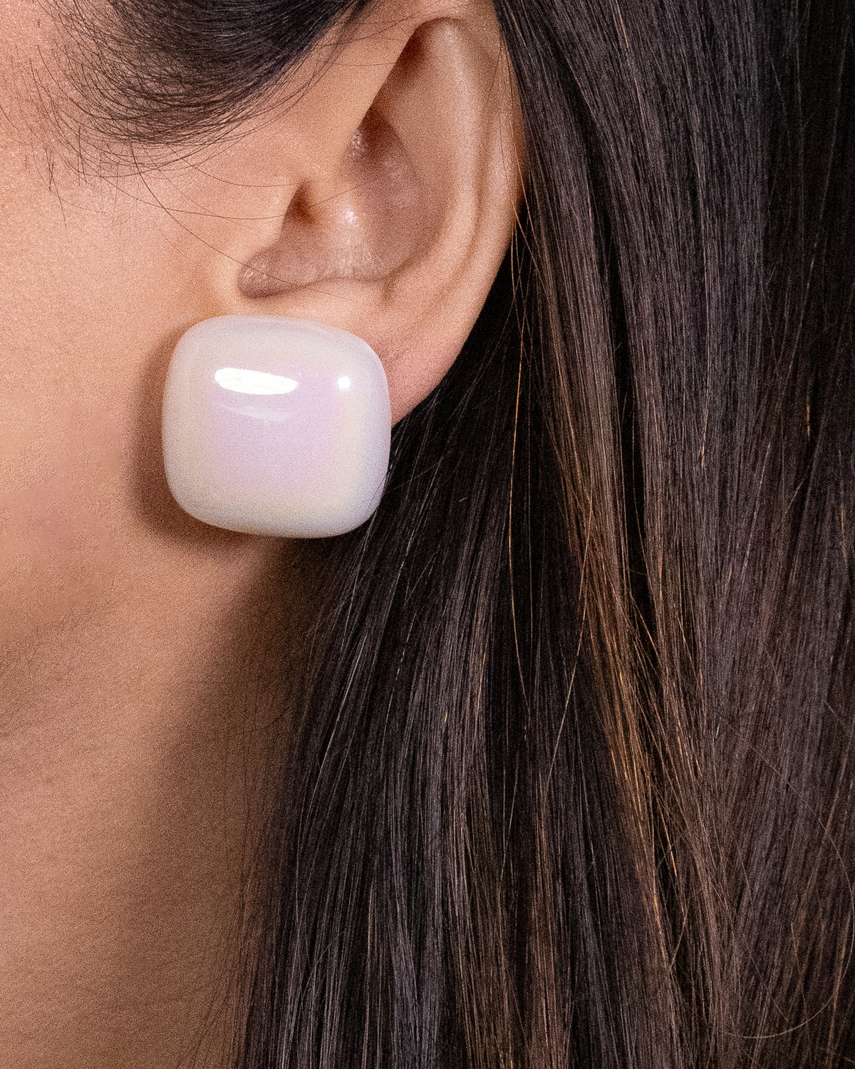 Square Large Pearl Earrings by Senshi Jewellery, view 3