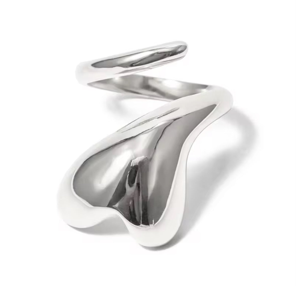 Silver Inverted Heart Ring by Senshi Jewellery