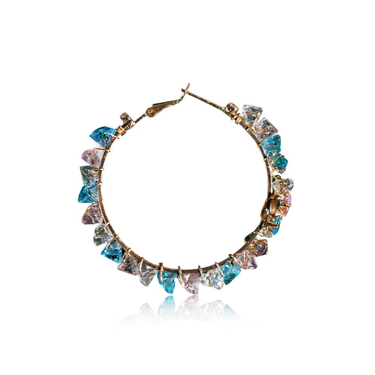 korean crystal hoop earrings