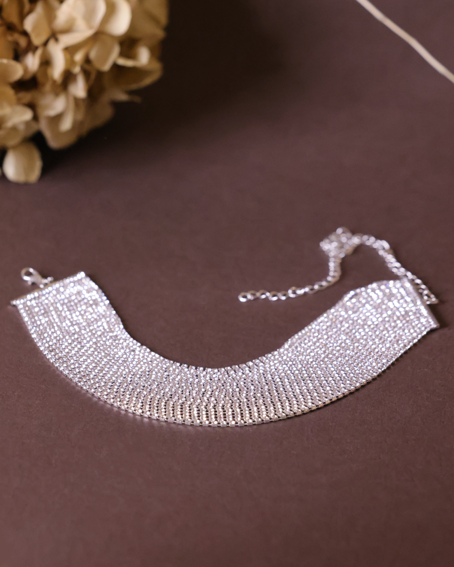 Multi layer rhinestone choker necklace