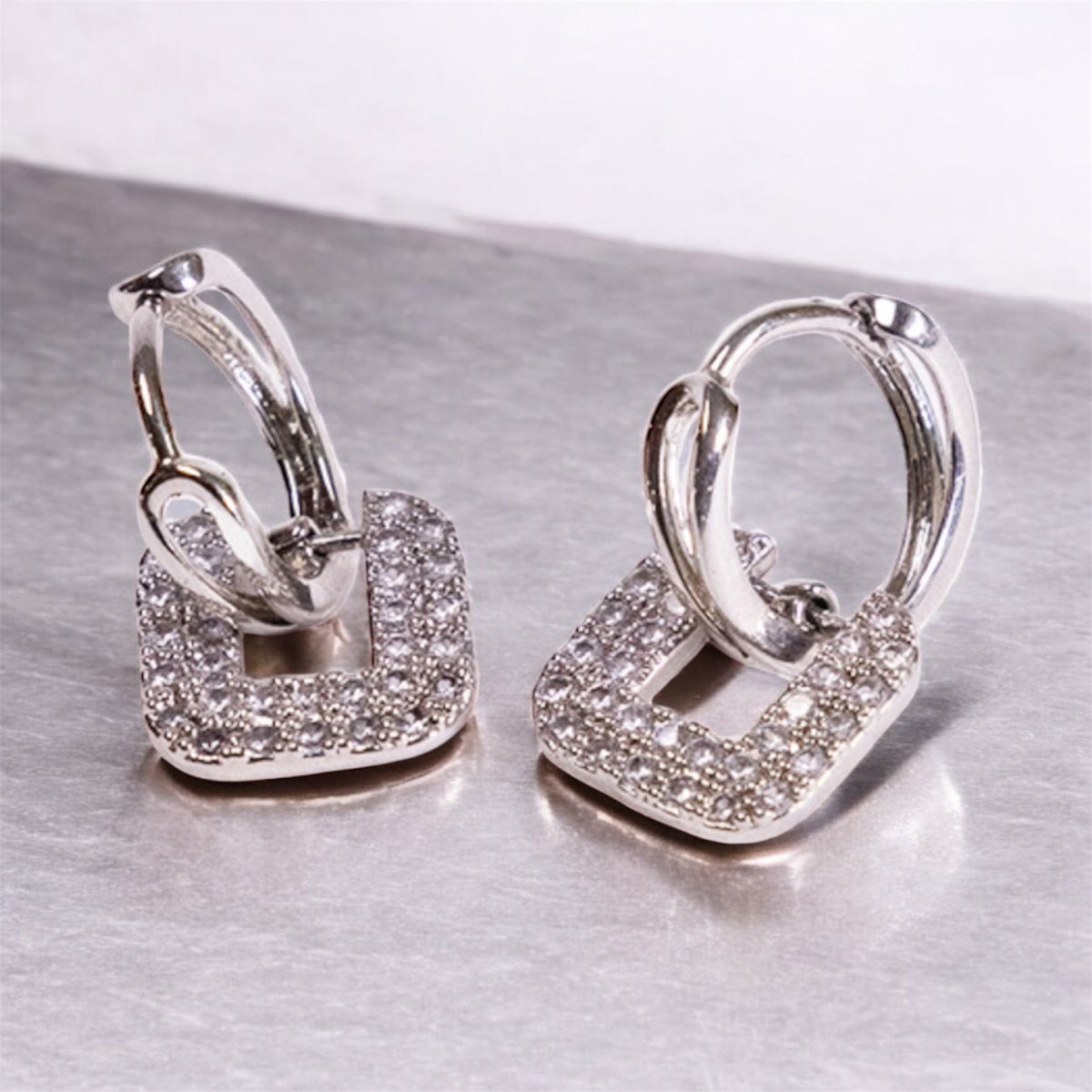 Silver Geometric Mini Earrings by Senshi Jewellery, view 6